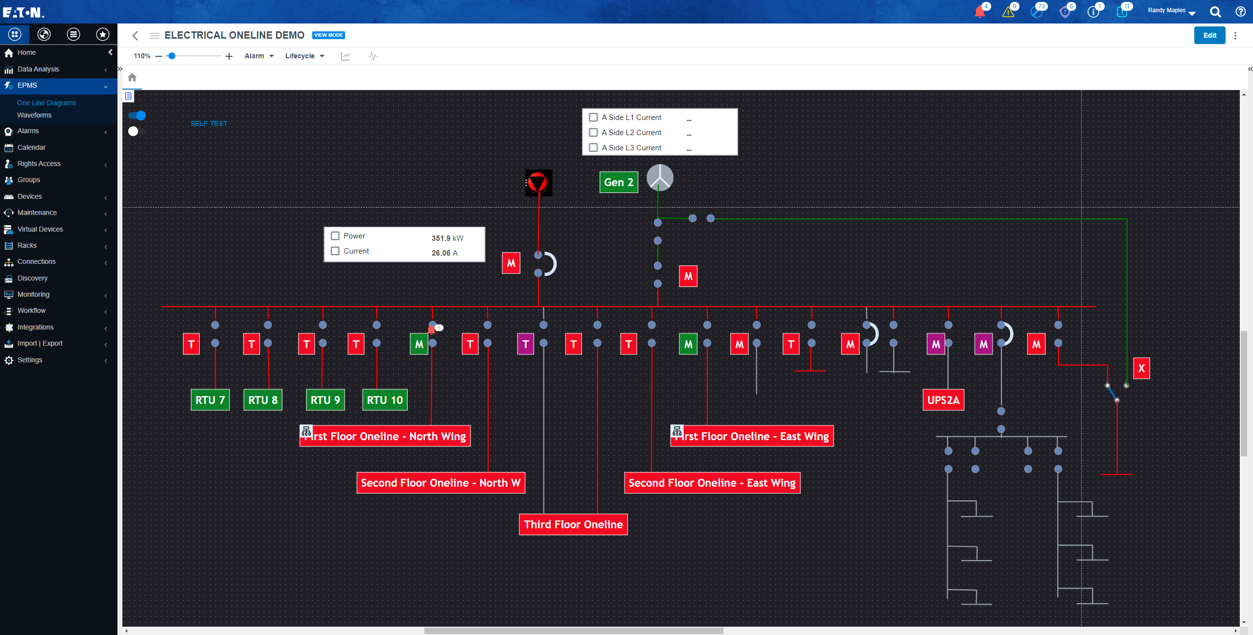 screenshot of Electrical Power Monitoring System